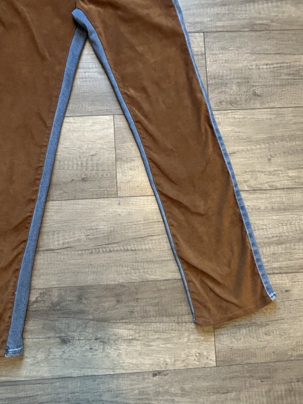 Good American Women's Jeans Icon Mixed Media Denim Faux Suede Size 4/27 western - Picture 7 of 11